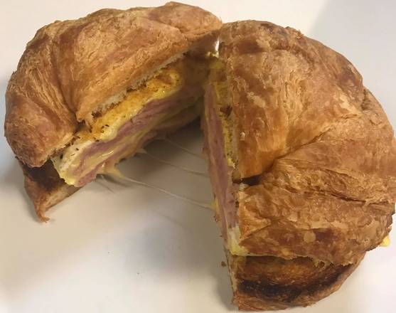 Ham, Egg &amp. Swiss. Scrambled eggs w/ Boars Head Ham & Imported Swiss on a fresh baked toasted croissant