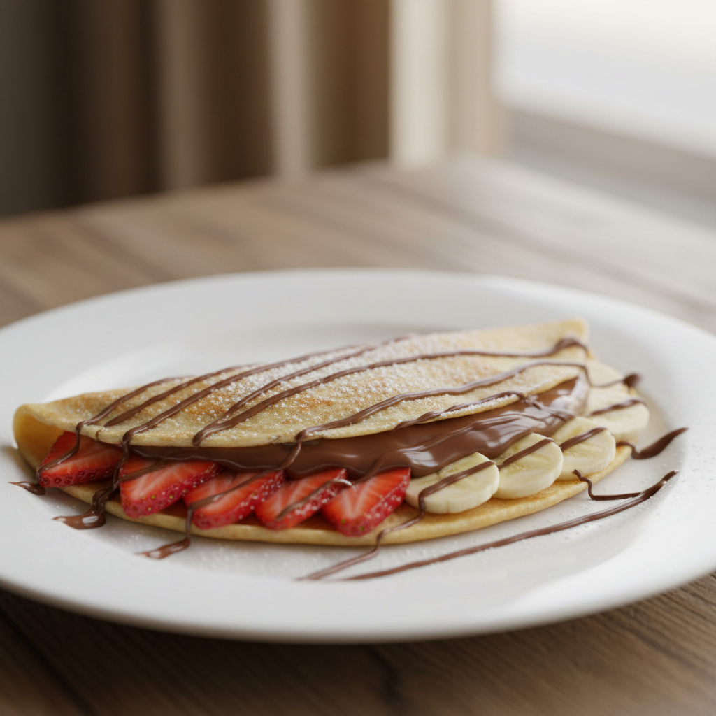 Sweet Crepes. Nutella w/ choice of Strawberries or bananas